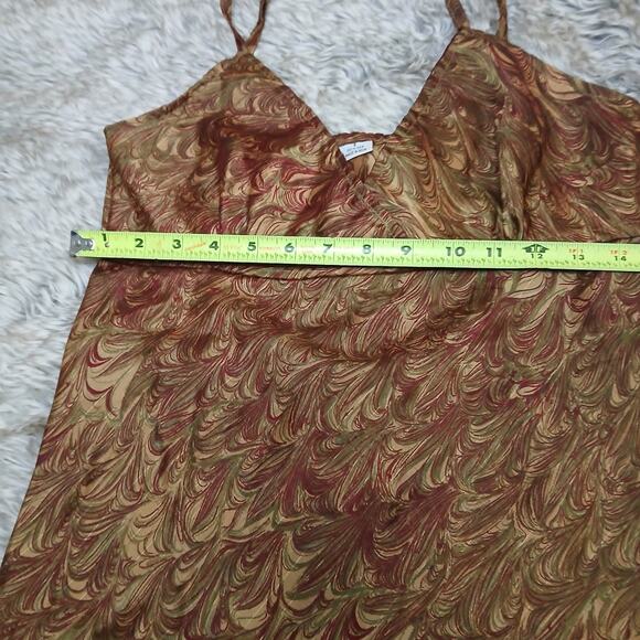 Vtg Marbled Tank Top Small S Semi Sheer Silk Brown Green Swirl Pattern Boho 90s - Picture 5 of 6